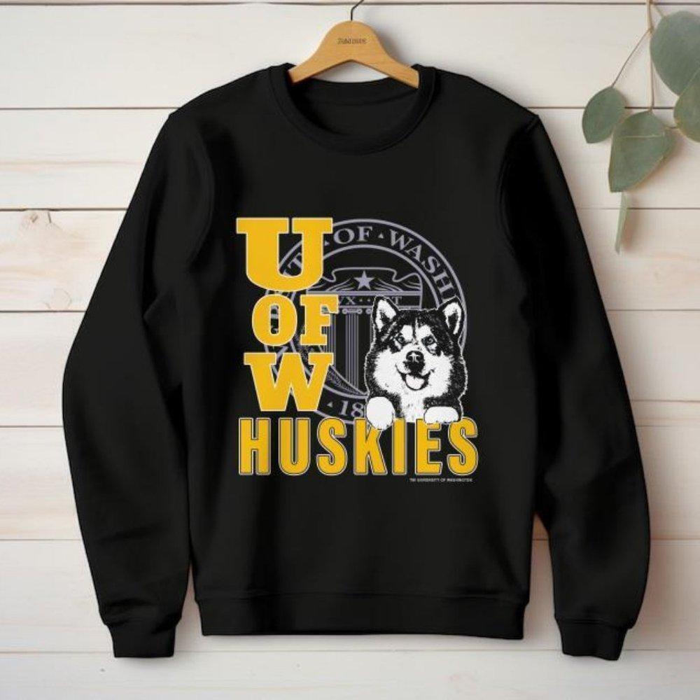 University Of Washington Black Crewneck Sweatshirt Unisex
